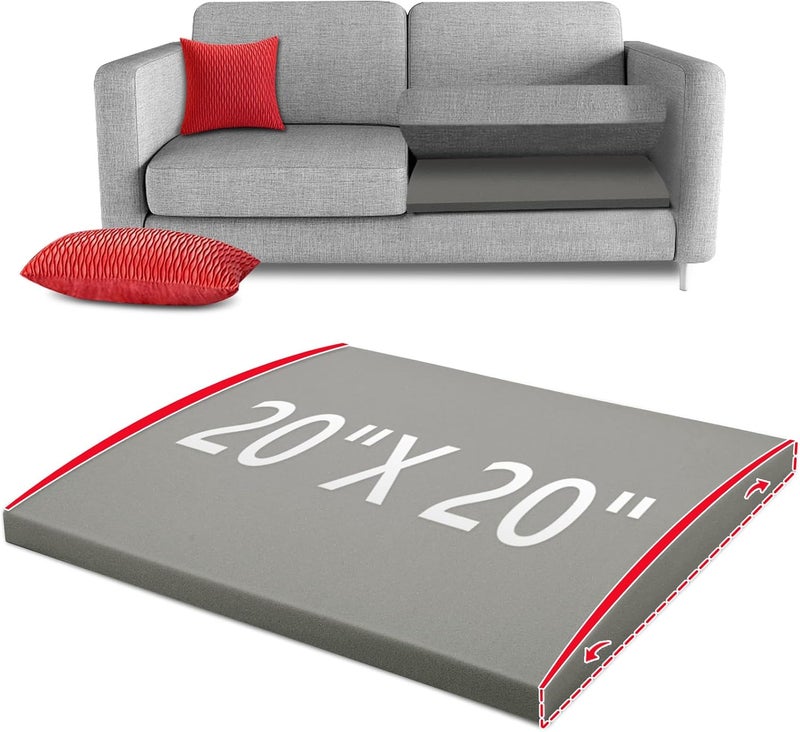 HAVARGO Couch Cushion Support for Sagging Seat 20X20X2 Inches Higher Density Foam Under Couch Cushion Support with Anti Slip Mesh Fabric, Light Grey 1Pc - Image 1